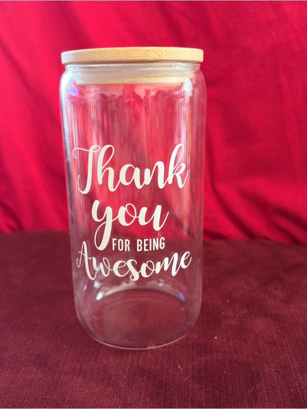 Aesthetic Iced Coffee Glass with Bamboo Lid - Thank You Gift
